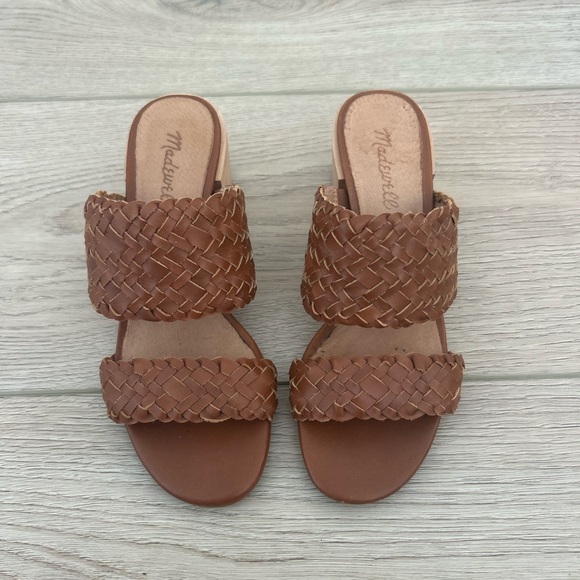 Madewell Brown Woven Heeled Double Strap Sandals 6.5 - Picture 2 of 6